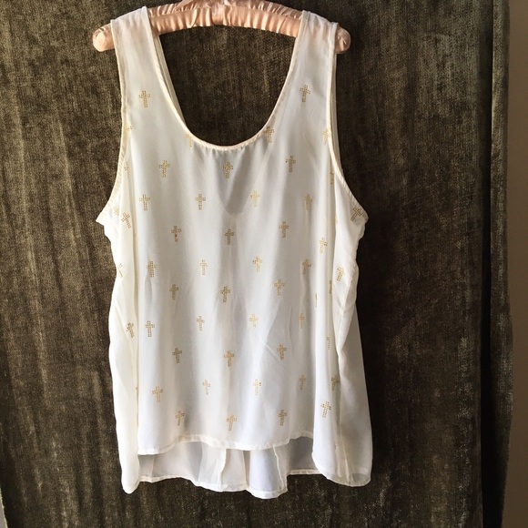 NWOT Ali & Kris: Flowy Tank w/gold crosses - Picture 2 of 7